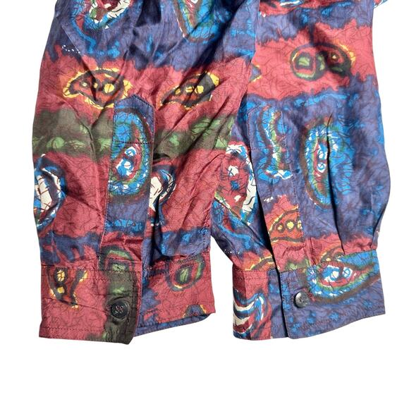 Protest | Men | Vintage 90s 100% Silk Abstract Paisley Button Up Shirt | Sz XL - Picture 13 of 13